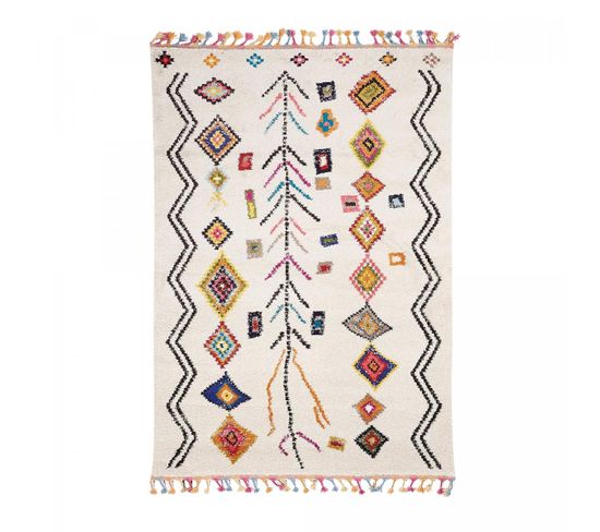 80x150 Tapis Berbère Style Rectangulaire Ourika Mk 02 Ivoire