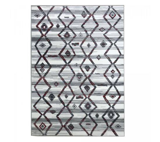 60x110 Tapis Design Et Moderne Rectangulaire Laber Gris, Noir, Blanc
