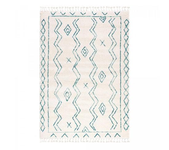 240x340 Tapis Berbère Style Rectangulaire Madida Crème, Turquoise