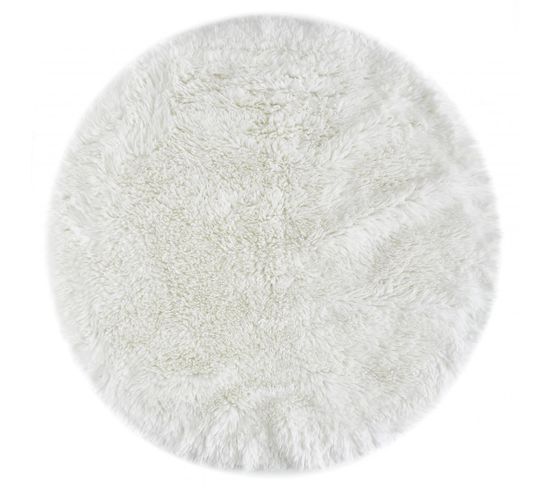 Tapis Shaggy 80x80 Rond Roulda Blanc