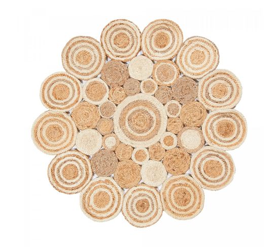 Tapis Rond 120x120 Rond Wood Beige,blanc