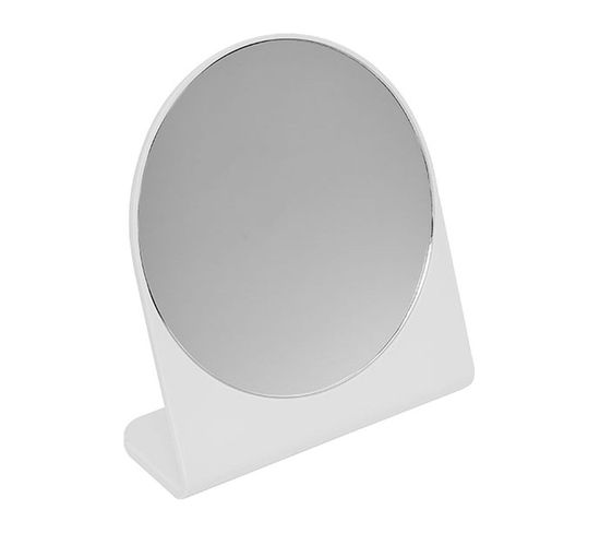 Miroir Sur Pied 1 Face En Métal Blanc 17 X 19 Cm