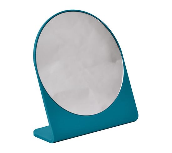 Miroir Sur Pied 1 Face En Métal Bleu Canard 17 X 19 Cm