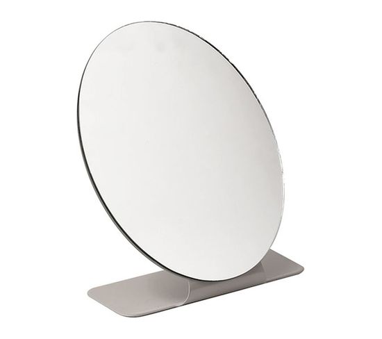Miroir Ovale Sur Pied En Métal Taupe 13 X 17 Cm