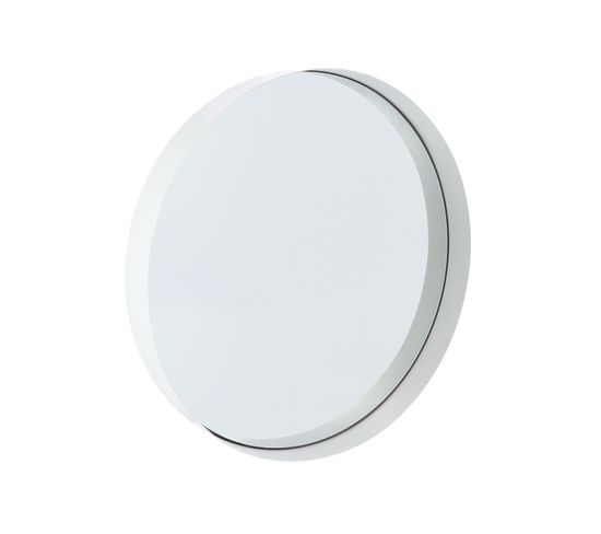 Miroir De Salle De Bain Avec Bordure En Métal Blanc D 40 Cm