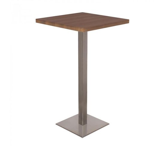 Table De Bar - Table Bistrot En Mdf Aspect Bois De Noyer - 60x60x105 cm