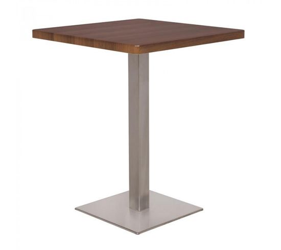 Table De Bar - Table Bistrot En Mdf Aspect Bois De Noyer - 60x60x75 cm