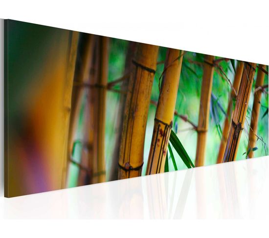Tableau Panoramique Bambous Sauvages 120 X 40 Cm Vert