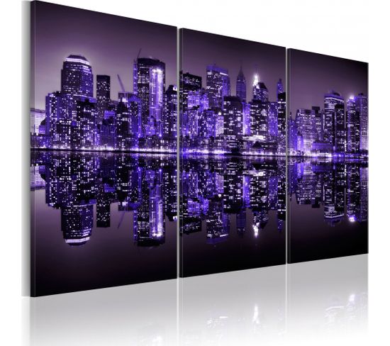 Tableau Manhattan En Violet Électrisant 120 X 80 Cm Violet