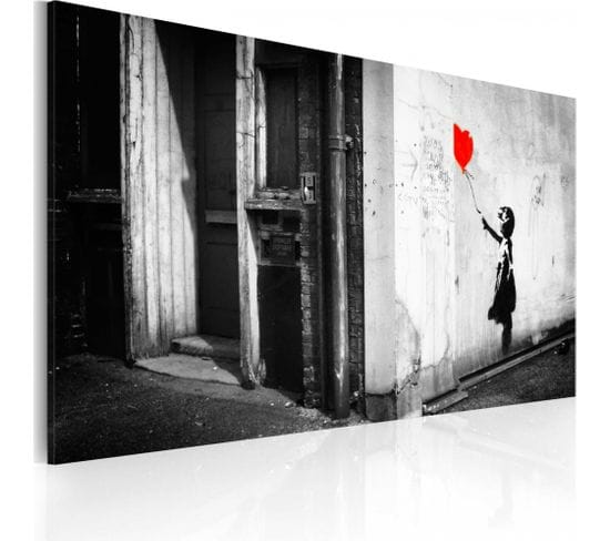 Tableau Fille Avec Ballon, Banksy 60 X 40 Cm Rouge
