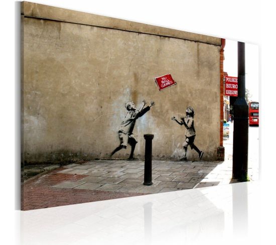 Tableau Jeux De Ballon Interdits, Banksy 60 X 40 Cm Beige