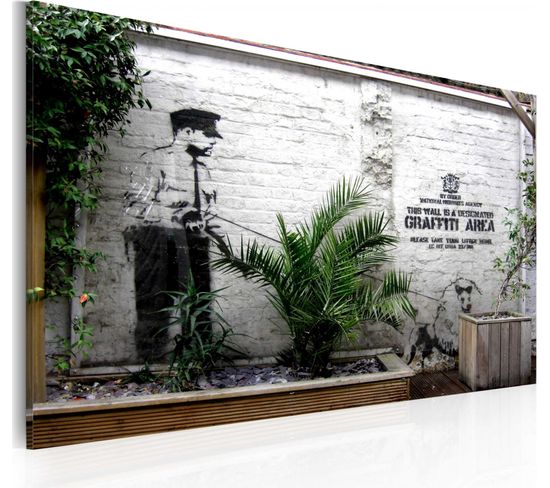 Tableau Zone De Graffiti, Banksy 60 X 40 Cm Blanc