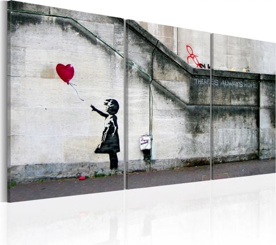 Tableau Il Y à Toujours De L'espoir, Banksy 120 X 60 Cm Blanc