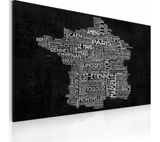 Tableau Texte Carte De France Sur Le Fond Noir 60 X 40 Cm Noir