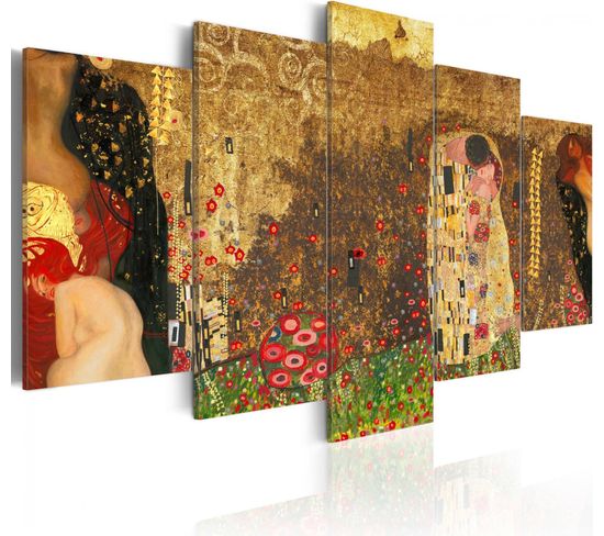 Tableau Les Muses De Klimt 100 X 50 Cm Jaune
