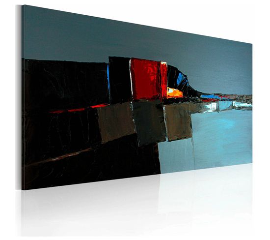 Tableau Peint Toile Intissée Noir 120x60cm