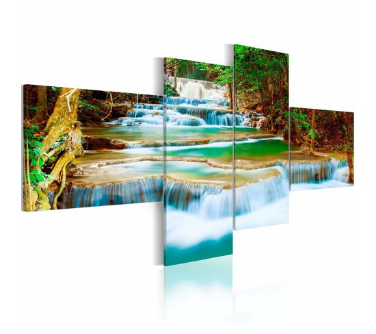 Tableau Rivière En Cascade 100 X 45 Cm Vert
