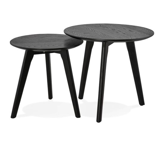 Table Gigogne Design Couleur Bois Teinté Noir D50cm