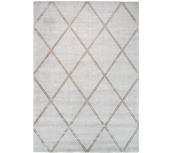 Tapis Fait Main Luxe 210 Ivory Taupe 80 X 150 Cm Beige