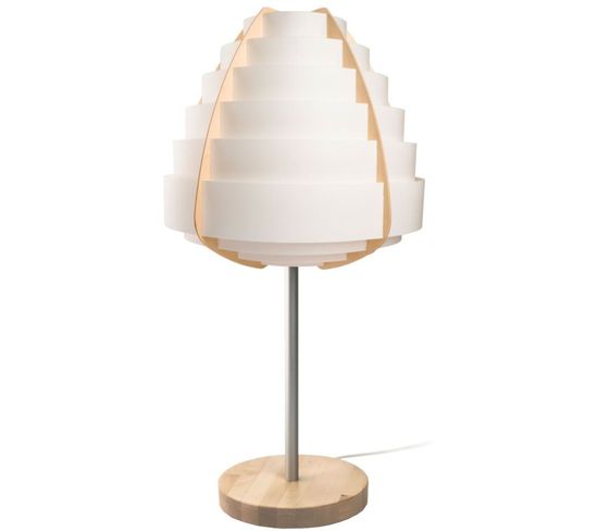 Lampe De Chevet Bois Blanc 30x30x30cm