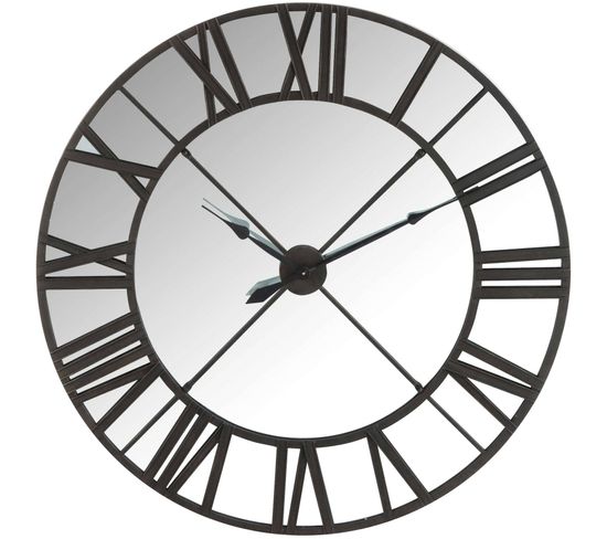 Horloge Miroir Noir Métal 123x8,5x123cm
