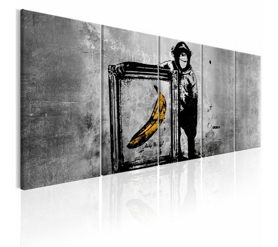 Tableau Singe Banksy Avec Cadre 225 X 90 Cm Gris