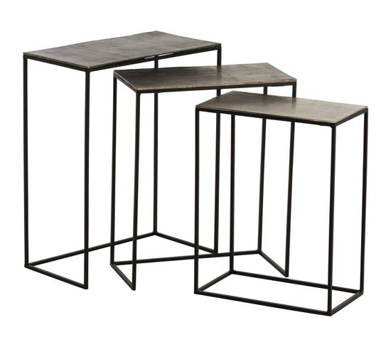 Table Gigogne Noir Aluminium 53x29x66,5cm