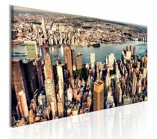 Tableau Panorama De New York 135 X 45 Cm Marron