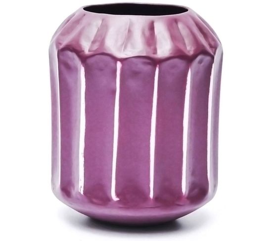 Vase Décoratif En Résine Coloré Violet 12x12x18cm
