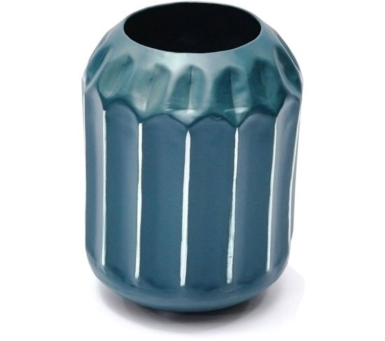 Vase Décoratif En Résine Coloré Bleu 12x12x18cm