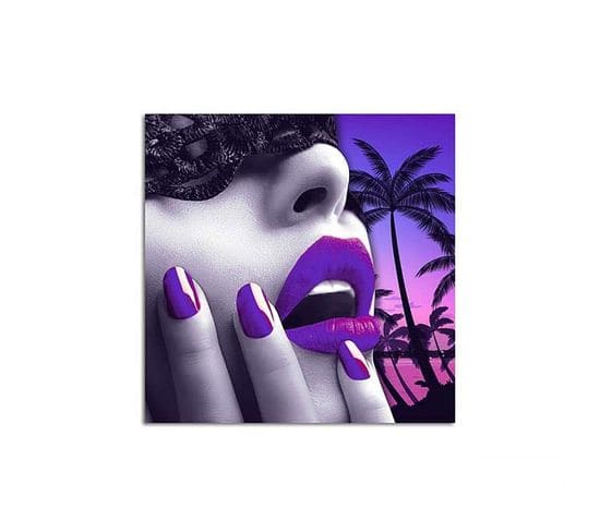 Tableau Femme Avec Le Maquillage Violet 20 X 20 Cm Violet