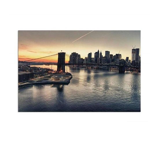 Tableau Pont De Brooklyn à New York 80 X 60 Cm Beige