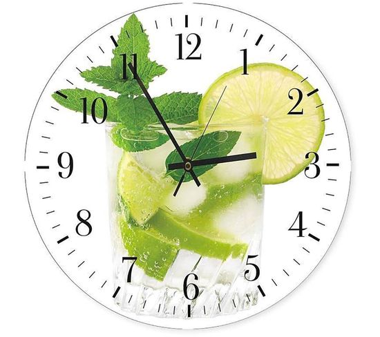 Horloge Murale Rafraîchissante Mojito Design Vibrant 40 X 40 Cm Blanc