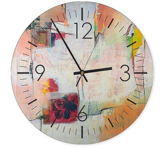 Horloge Murale Design Abstrait Coloré Et Élégant 60 X 60 Cm Blanc