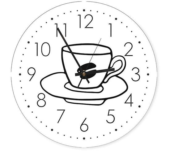 Horloge Murale Décorative Tasse De Café Design 40 X 40 Cm Blanc