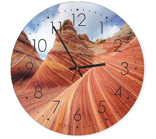 Horloge Paysage Canyon Coloré Pour Déco Intérieure 40 X 40 Cm Orange