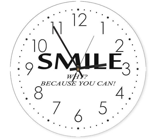 Horloge Murale Design « Smile » - Accent Décoratif Moderne 60 X 60 Cm Blanc
