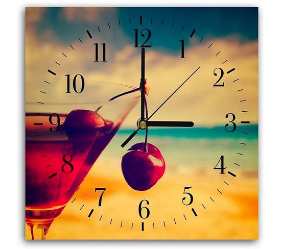 Horloge Cocktail Cerise Pour Décoration Intérieure Tendance 30 X 30 Cm Orange