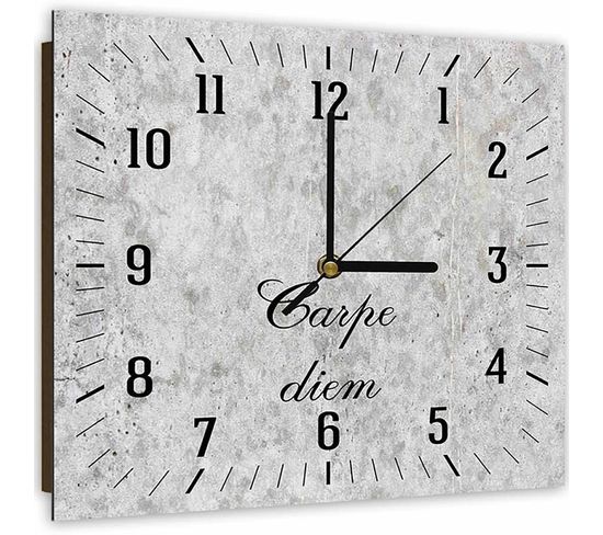 Horloge Murale Design Carpe Diem En Gris Pierre 30 X 30 Cm Gris