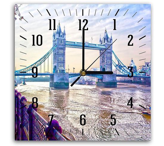 Horloge Murale Décorative Scène Londres Classique 30 X 30 Cm Bleu