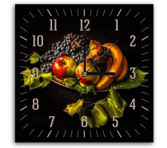 Horloge Murale Décorative Nature Morte Élégante 30 X 30 Cm Noir