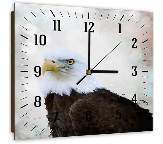 Horloge Murale Élégance De L'aigle – Décoration Murale Intemporelle 60 X 60 Cm Blanc