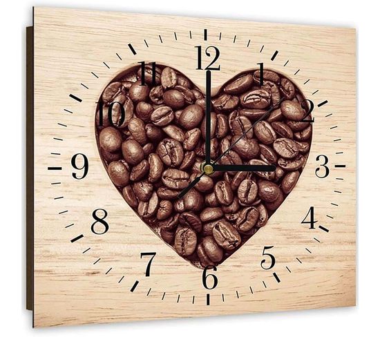 Horloge Murale Bois Et Café Pour Ambiance Chaleureuse 40 X 40 Cm Marron