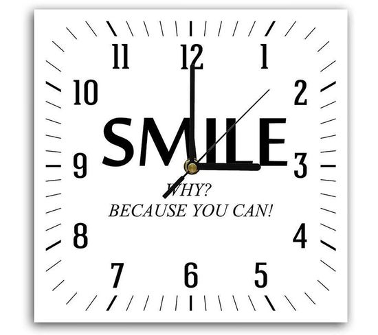 Horloge Murale 'smile' Élégante Et Inspirante 30cm 40 X 40 Cm Blanc
