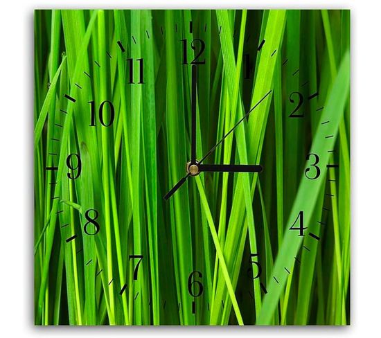 Horloge Murale Végétale Élégance Naturelle Décorative 30 X 30 Cm Vert