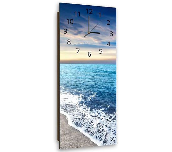 Horloge Murale Paysage Marin Pour Ambiance Bord De Mer 25 X 65 Cm Bleu