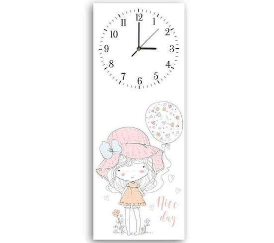 Horloge Murale Élégance Et Douceur Pour Enfants 30 X 90 Cm Rose