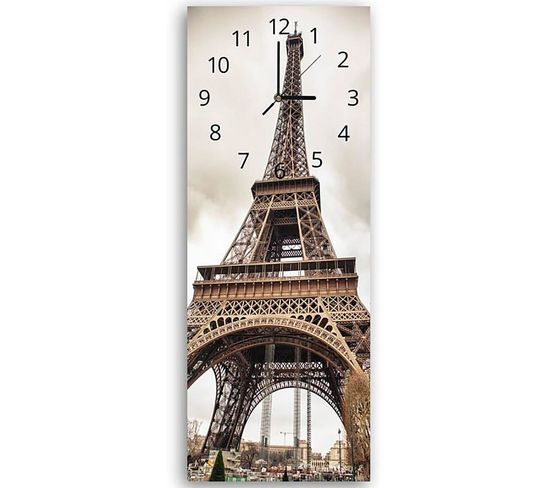 Horloge Tour Eiffel Élégance Et Précision Murale 30 X 90 Cm Marron