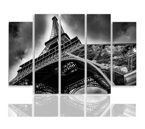 Tableau La Tour Eiffel Dans Les Nuages 100 X 70 Cm Noir