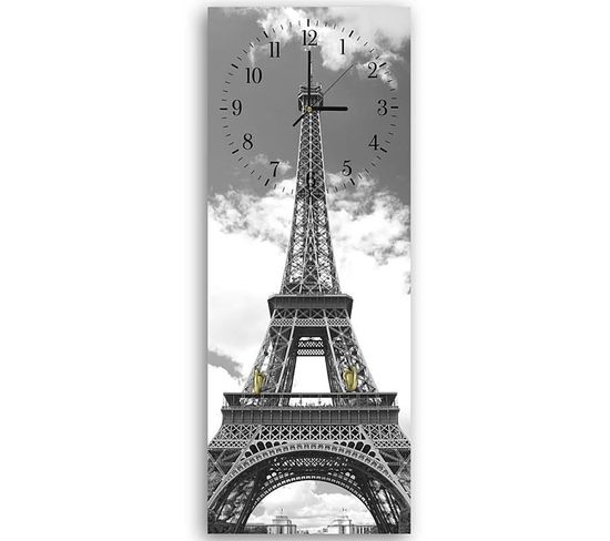 Horloge Murale Paris Élégante Et Graphique Design 25 X 65 Cm Gris
